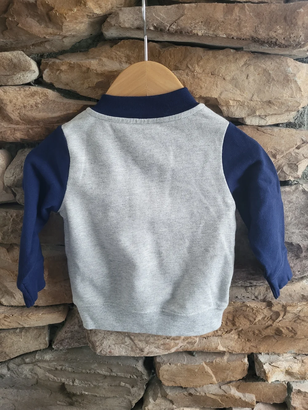 Carter's Grey & Navy Zip Varsity Sweatshirt For Baby Boy